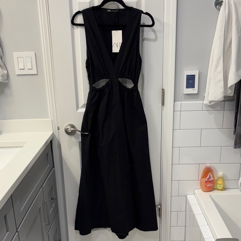Zara linen cutout dress